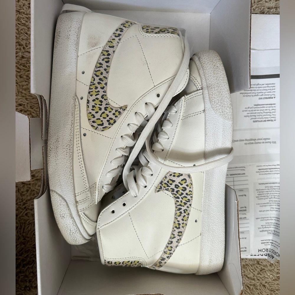 Nike Blazer Mid White and Leopard Print